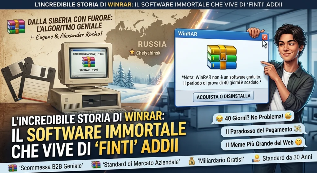 L’Incredibile Storia di WinRAR: Il Software Immortale che Vive di “Finti” Addii