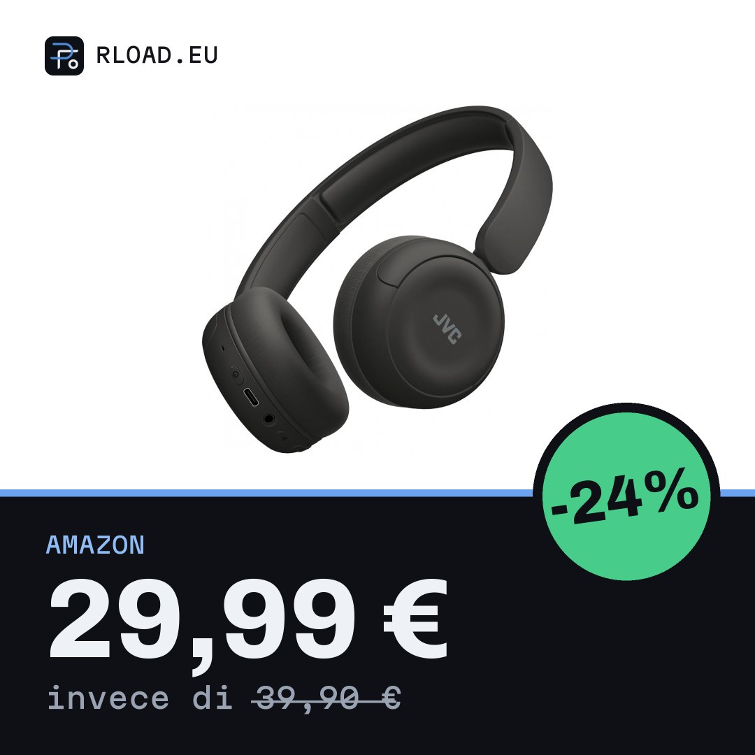 JVC Cuffie wireless HA-S59W-B con batteria da 50 ore, cuscinetti auricolari morbidi, design pieghevole, Bluetooth 5.3, Multipoint, App -EQ e microfono, Nero opaco